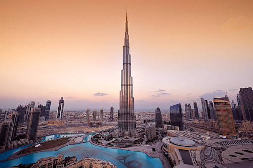 A breathtaking view of the Burj Khalifa and downtown Dubai, illustrating the allure of relocating for work.